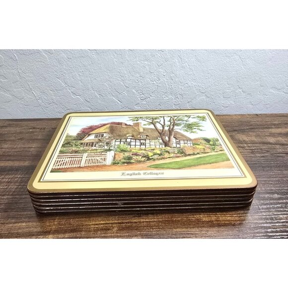 Vintage Pimpernel Acrylic Place Mats Artwork Set 6 English Cottages Countryside - Picture 3 of 14